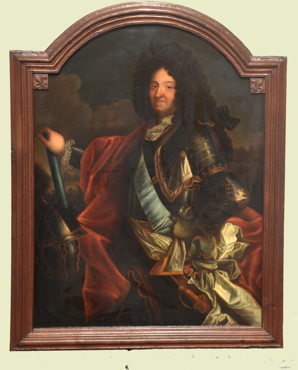 Ancient 1700 Portrait Of Louis XIV, The Sun King