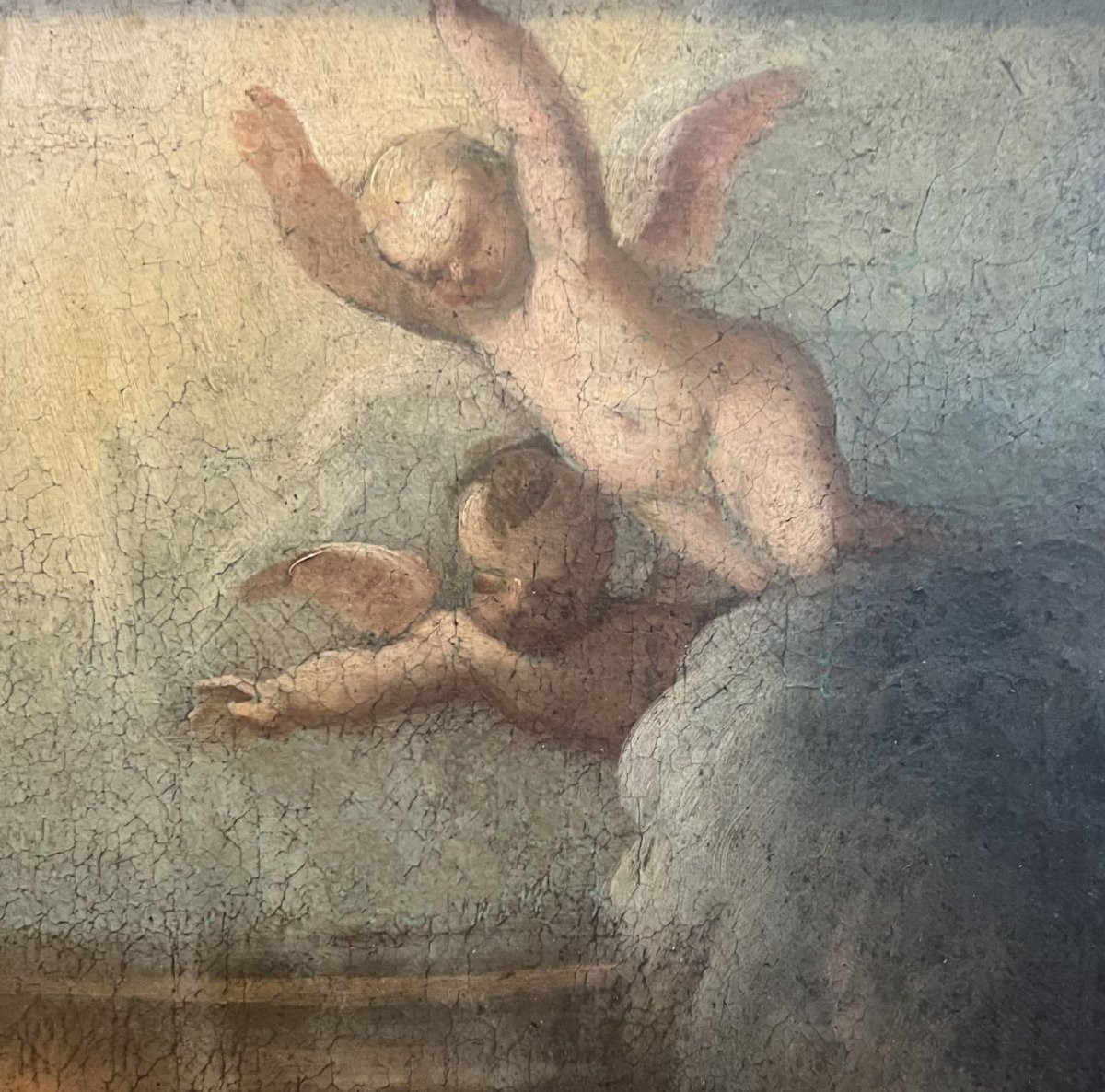 Nativité - Vierge à l'Enfant avec Joseph entourés d'enfants et d'anges, Huile sur toile, début -photo-4