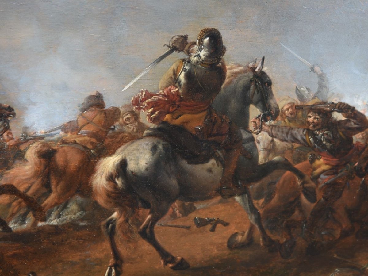 A Cavalry Charge Against A Burning Windmill – Philips Wouwerman, 17th Century-photo-3