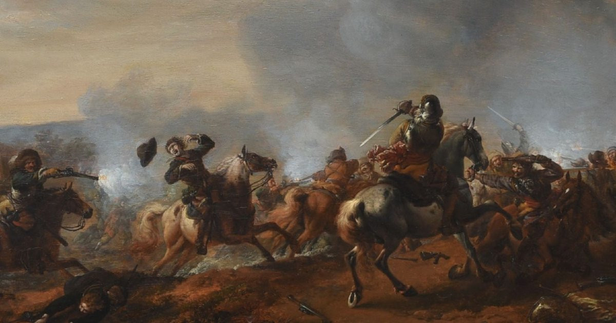 A Cavalry Charge Against A Burning Windmill – Philips Wouwerman, 17th Century-photo-2