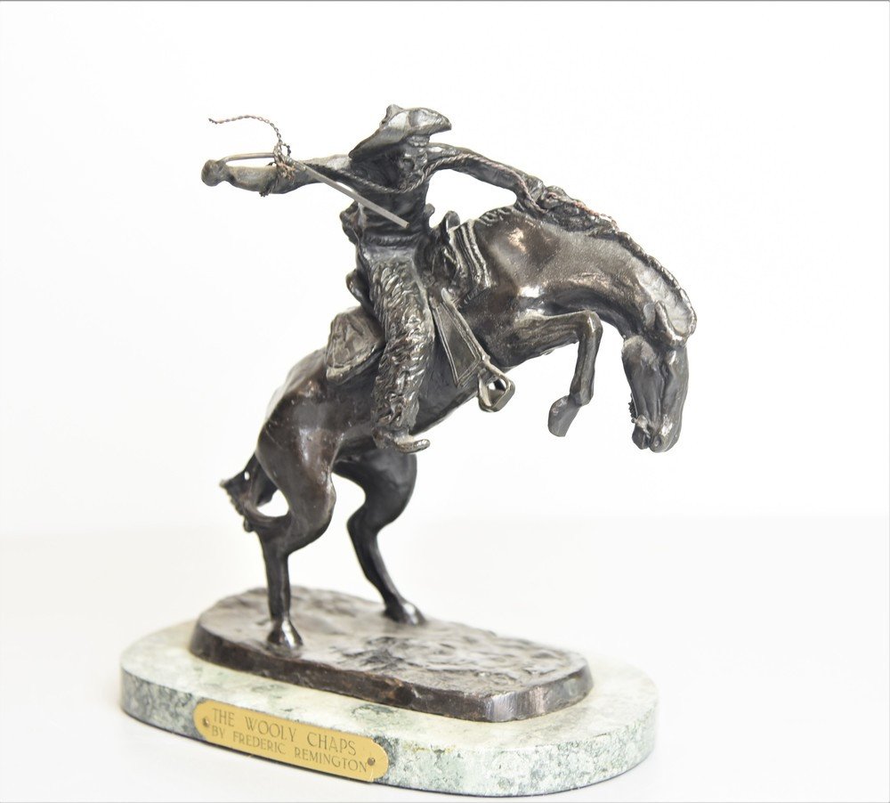 Bronze Statuette Signed Frederic Remington From 1900-photo-4