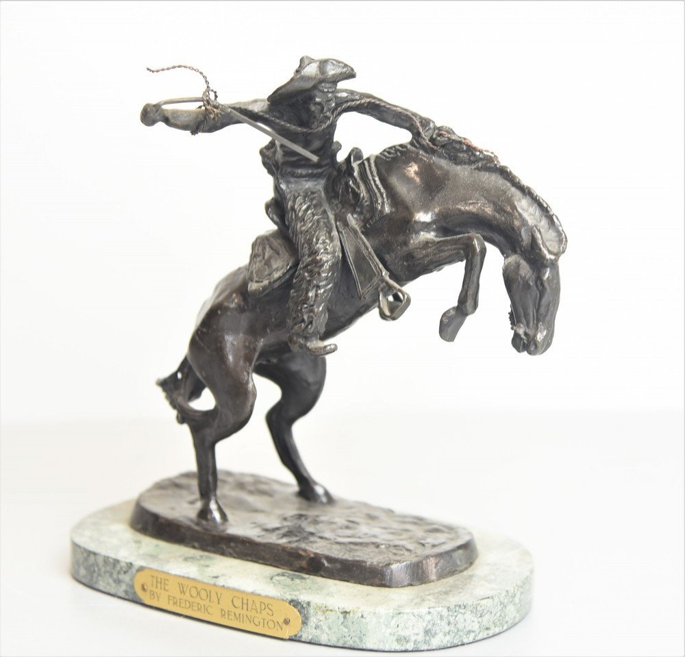 Bronze Statuette Signed Frederic Remington From 1900-photo-4