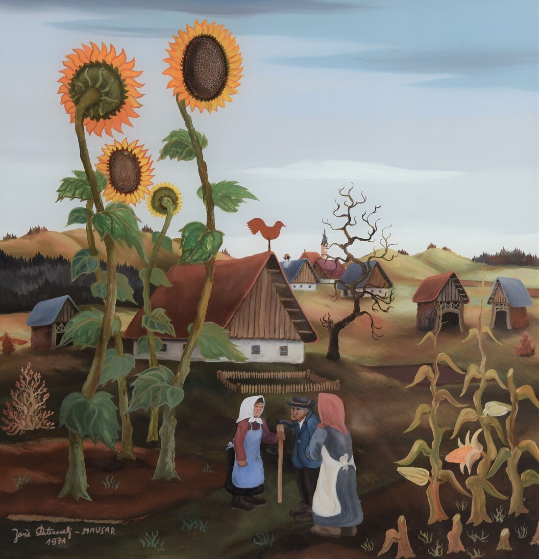 20th Century Painting - Sunflowers - Oil On Canvas-photo-2
