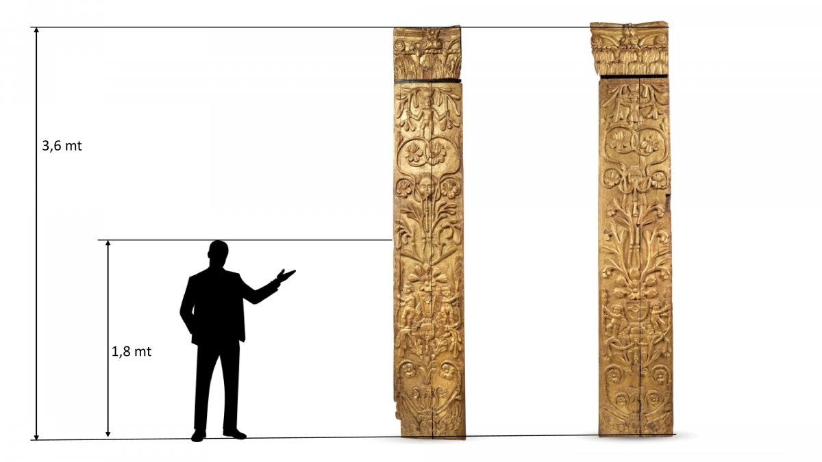 Former Pair Of Large Pilasters From The 1600s-photo-3