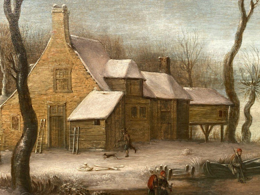 Ancien Tableau d'école Hollandaise Du 17ème Siècle-photo-1