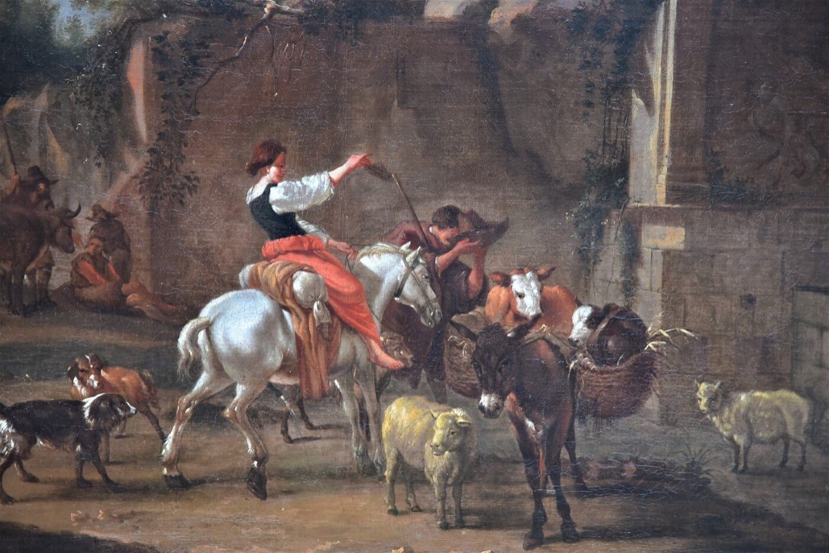 Peinture Ancienne Flamant Du XVII SiÈcle-photo-2