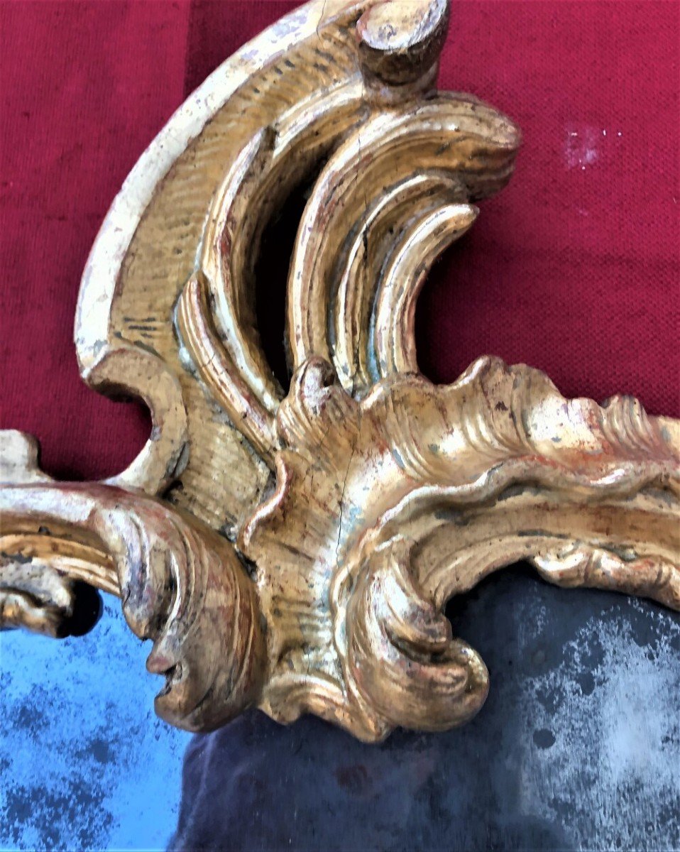 Antique Mirror In Carved And Gilded Wood From The 18th Century-photo-1