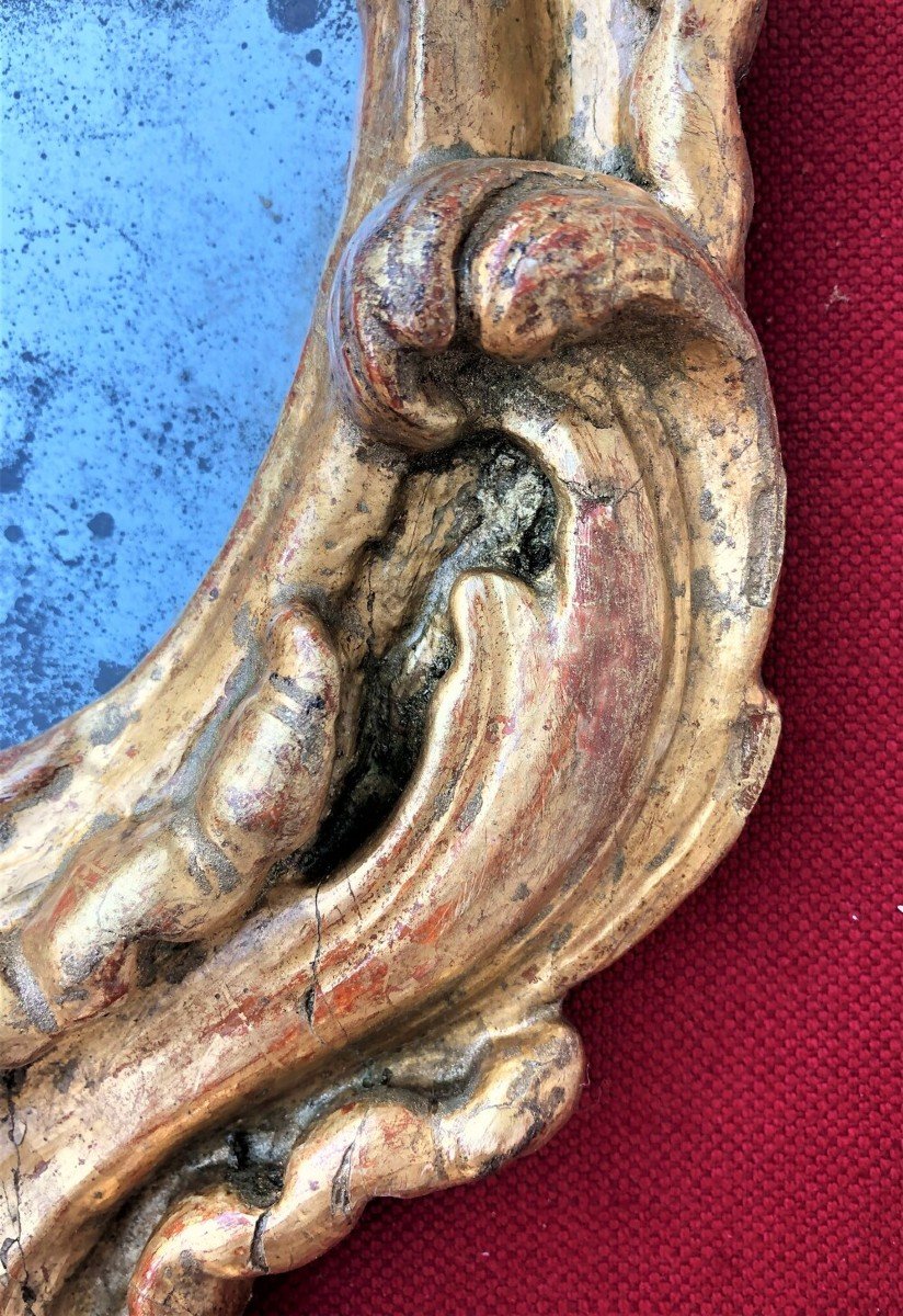 Antique Mirror In Carved And Gilded Wood From The 18th Century-photo-2