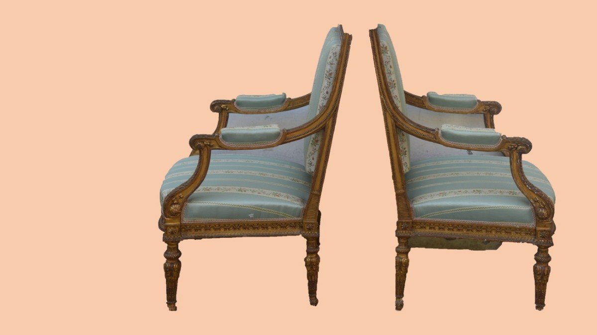 Fauteuils Ancien Du 19eme Siecle De Style Louis XVI-photo-4
