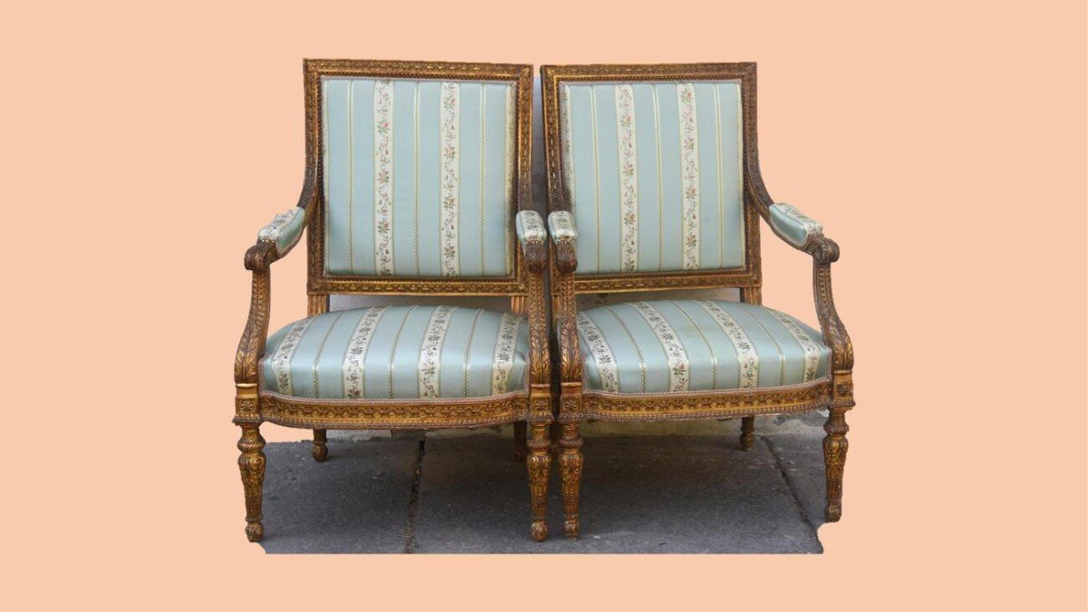 Fauteuils Ancien Du 19eme Siecle De Style Louis XVI