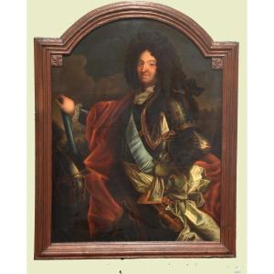 Ancient 1700 Portrait Of Louis XIV, The Sun King