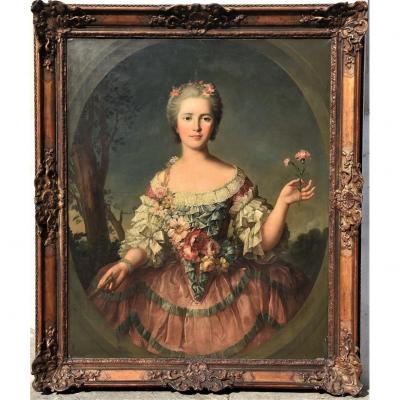 Old French Portrait From The 18th Century, Jean Marc Nattier (workshop)