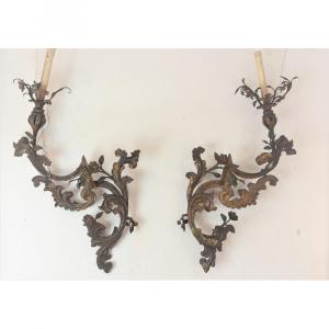 Old Pair Of Iron Sconces From 1500