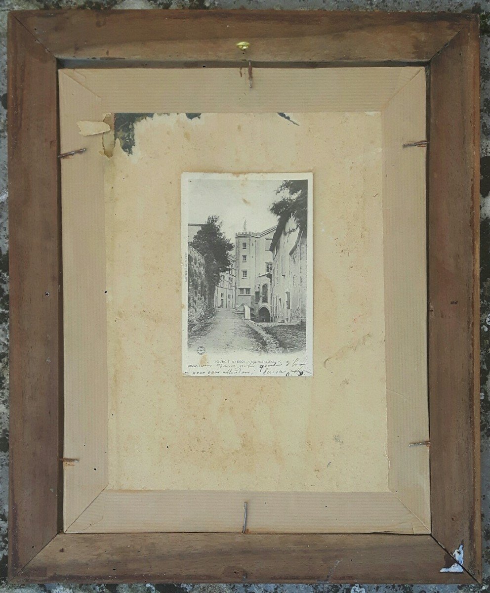 Tableau paysage - Vue de Bourg saint Andéol - Huile sur panneau XX Siècle-photo-2