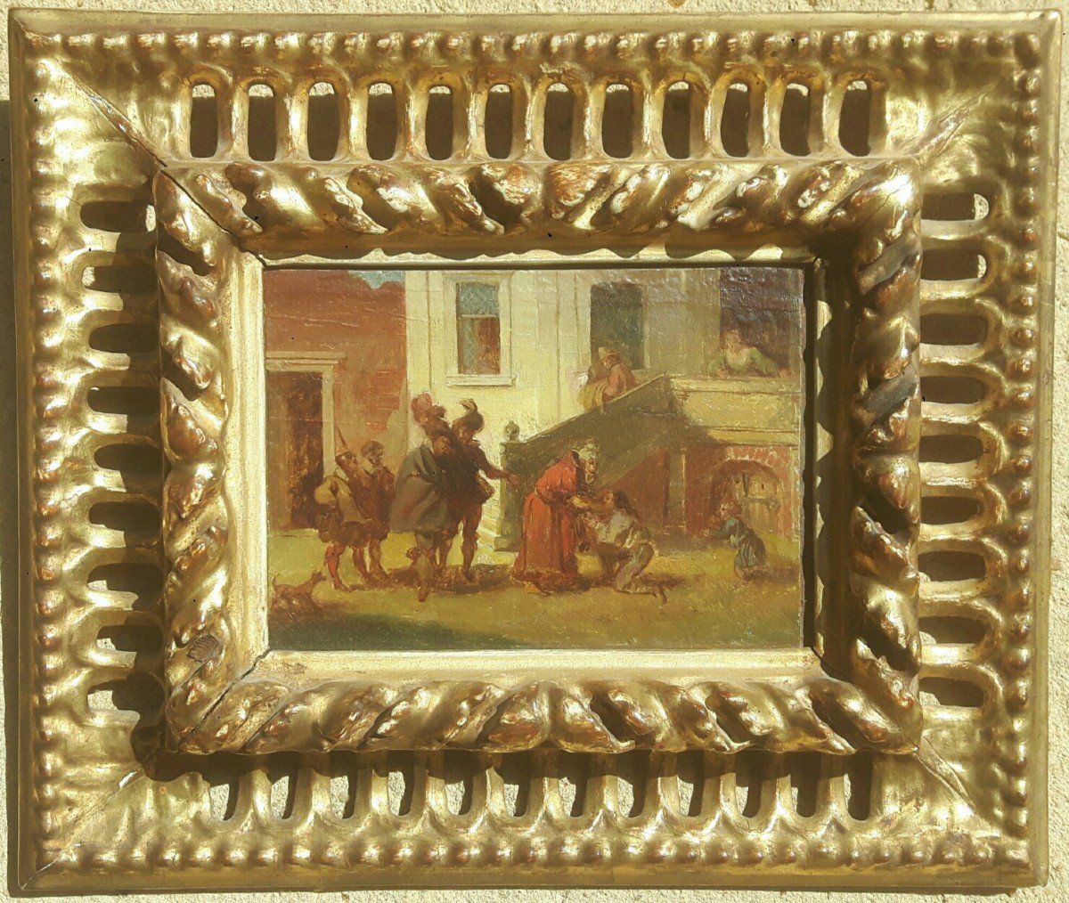 Painting Genre Scene 'the Return Of The Prodigal Son' Early 17th Century
