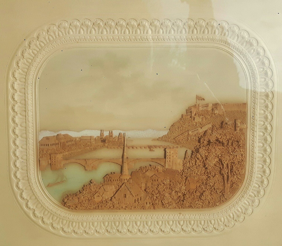 Tableau en liège sculpté - Vue de Coblence sur le Rhin-photo-2
