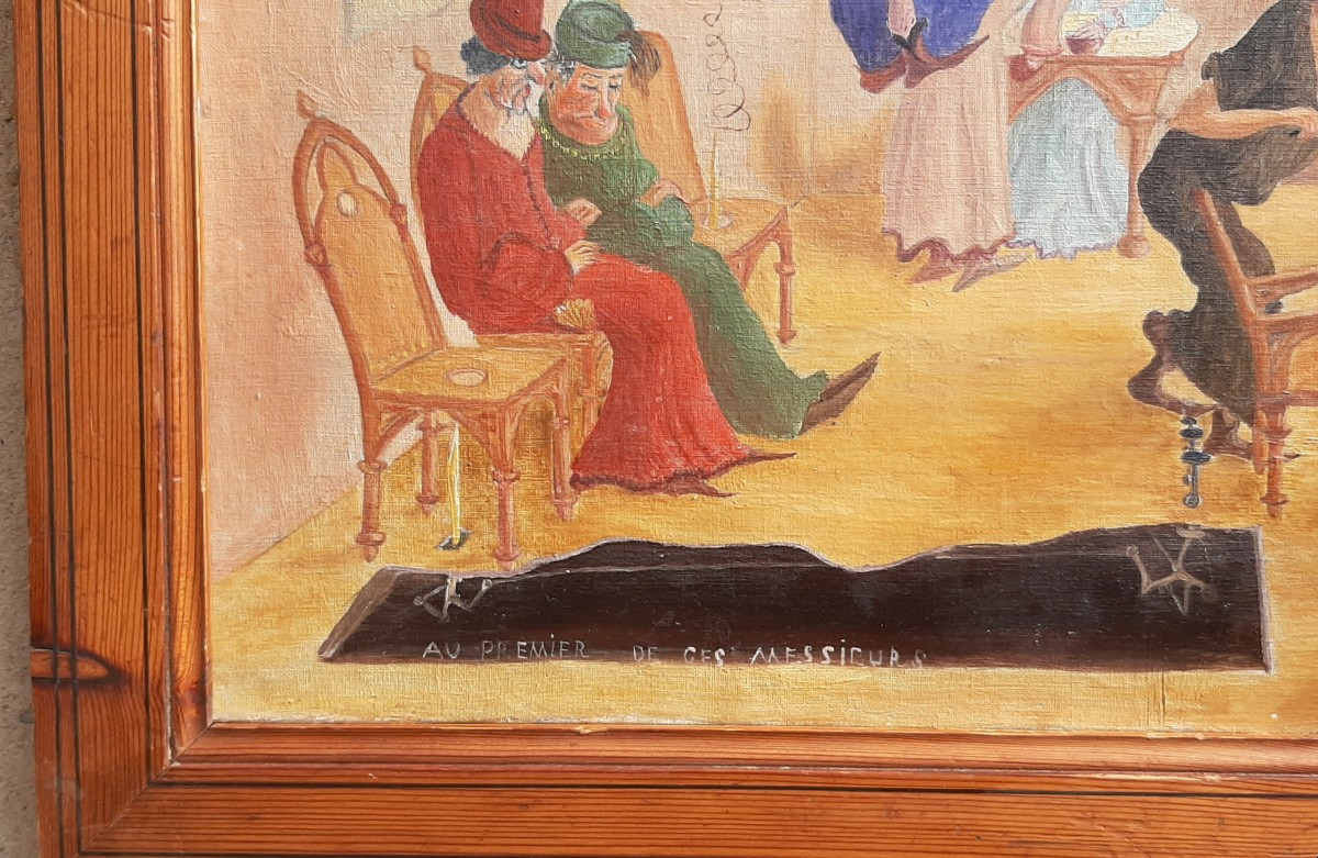 Tableau Humoristique Début XX° - Scène Grivoise d'Après Une Chanson De Jean Péheut (1872-1947)-photo-3