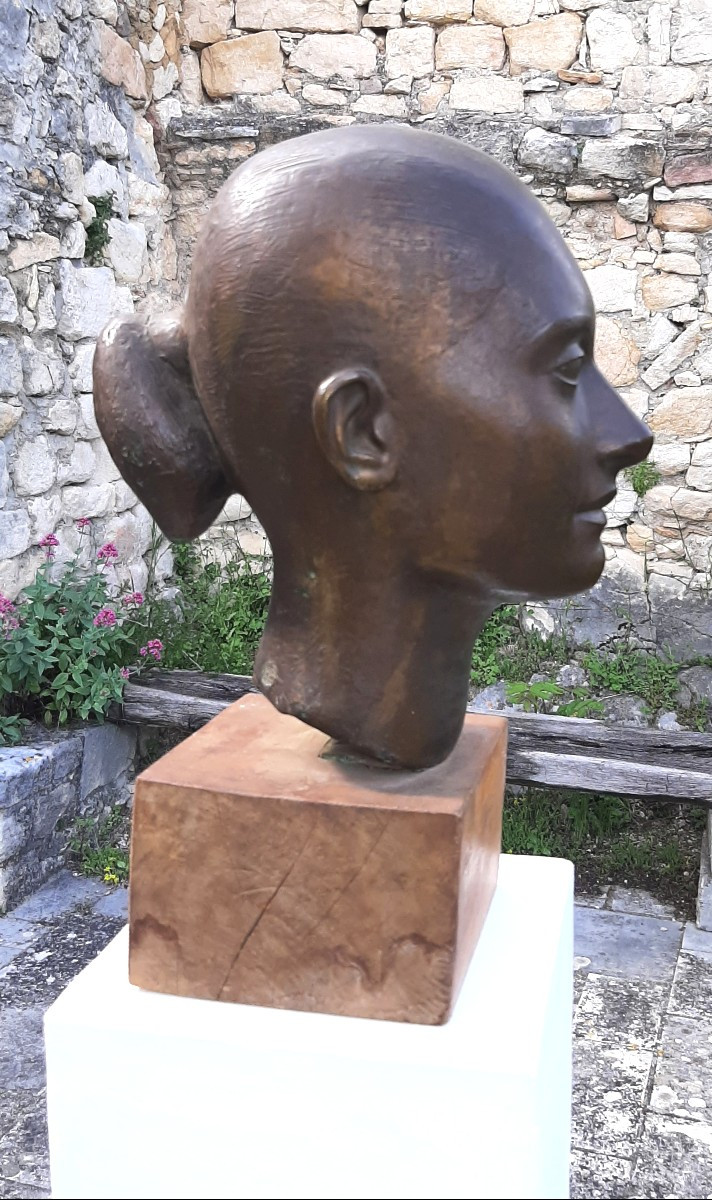 Bronze - Head Of A Woman By Albert Navarra (1927-2019) - Valsuani Foundry-photo-2