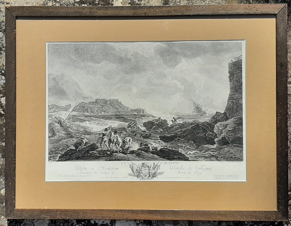 Paire De Gravures De Marines Du XVIII°siècle Par Joseph Vernet Et Lacroix De Marseille-photo-2