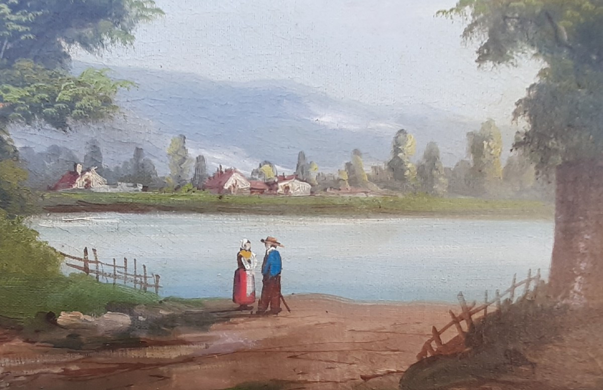 Tableau paysage milieu XIX° siècle-photo-3