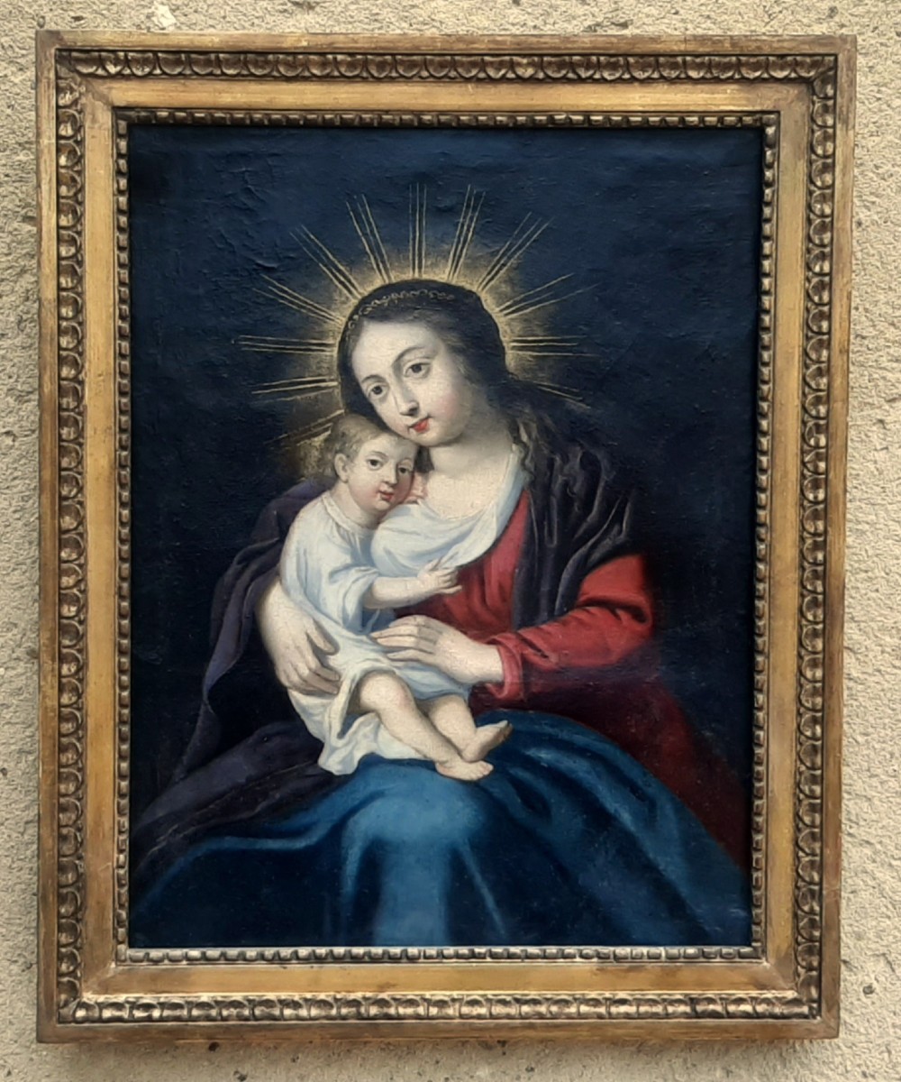 Tableau Vierge à l'enfant du XVIIème siècle