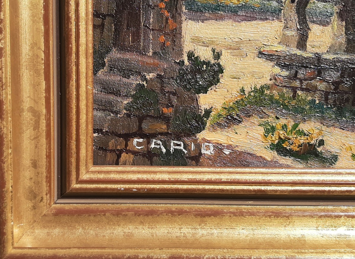 Animated Painting Breton Farm Landscape 20th Century - Signed Cario-photo-3