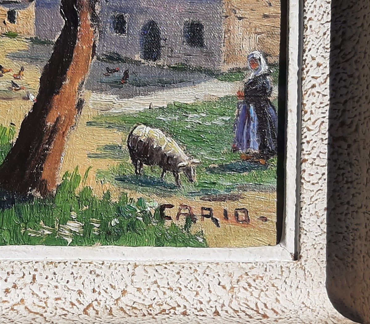 Painting Breton Landscape Farmyard With Well - Signed Cario-photo-3