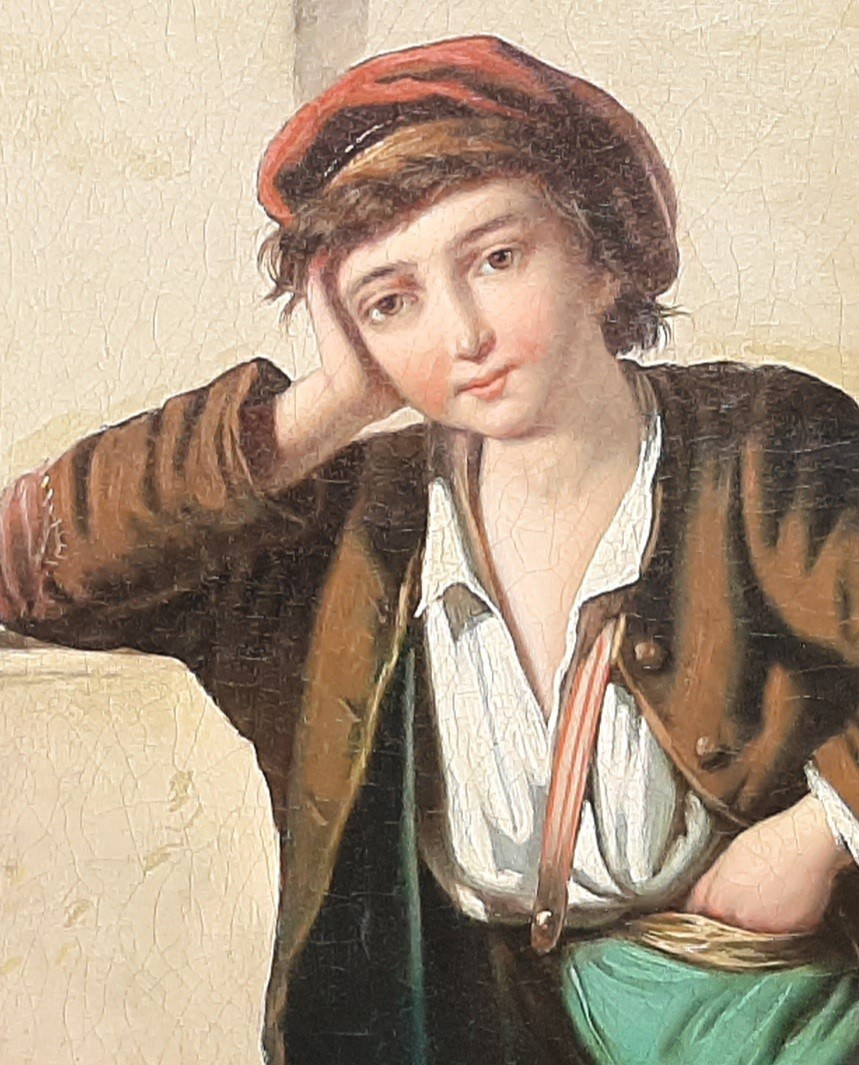 Painting XIXth Century - Young Fruit Seller - School Of John George Brown-photo-3