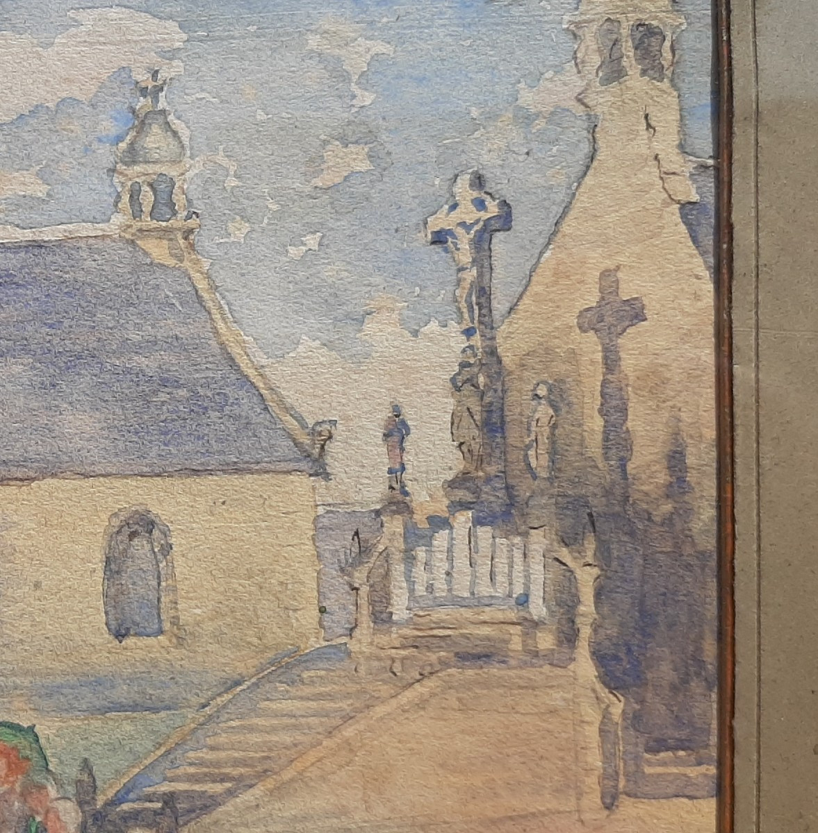 Watercolor Painting Breton Feast XXth Century Signed B.leconte 1926-photo-1