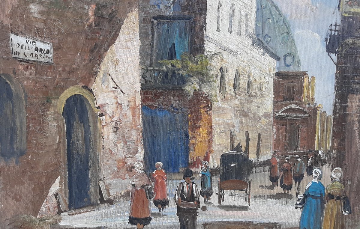 Landscape Painting - Via Del' Arco In Venice - Oil On Canvas Signed U.manico-photo-2