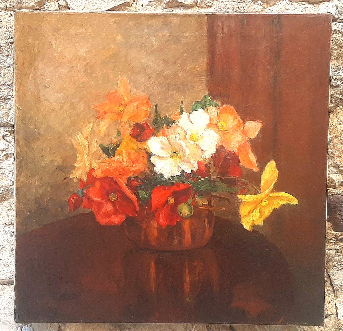Painting Bouquet Of Flowers Early XX° Century- Oil On Canvas