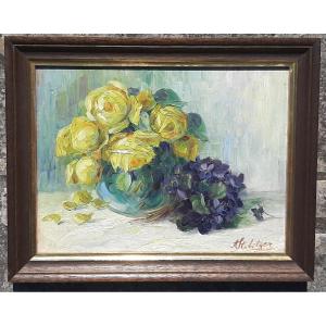 Painting From The Early 20th Century - Bouquet Of Flowers - Signed A.hobitzer