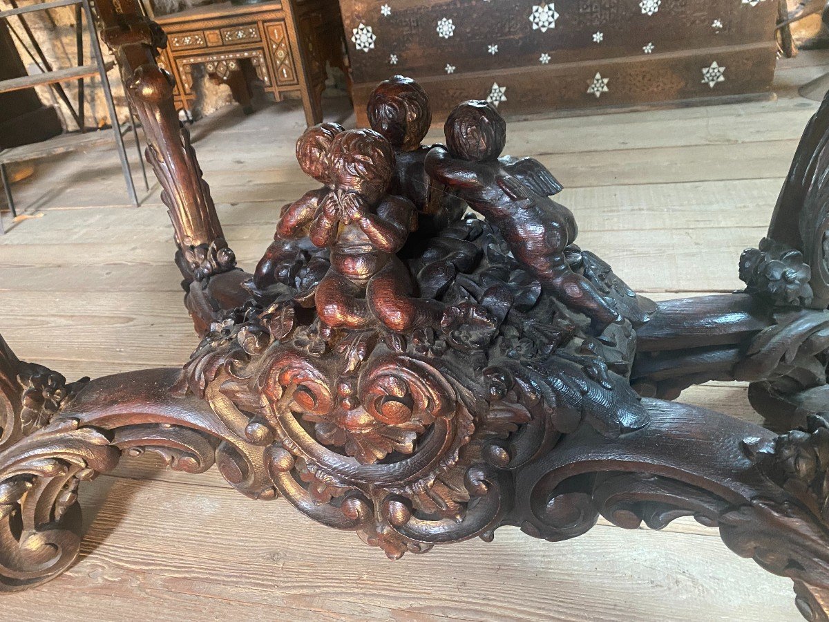 Console - Importante Table De Milieu Ornée De Puttis-photo-3