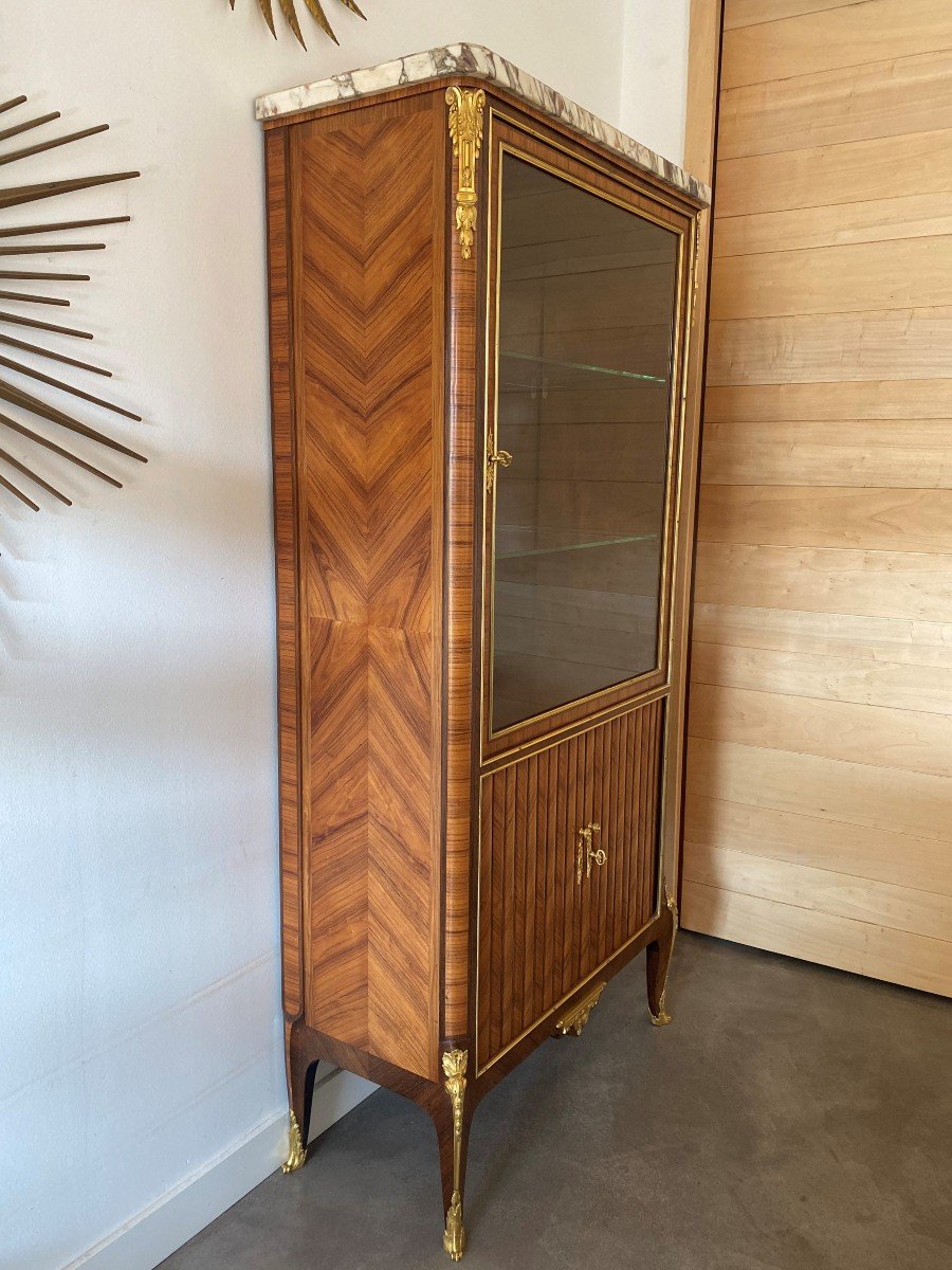 Vitrine - Argentier En Bois De Placage Ornementations De Bronzes-photo-2
