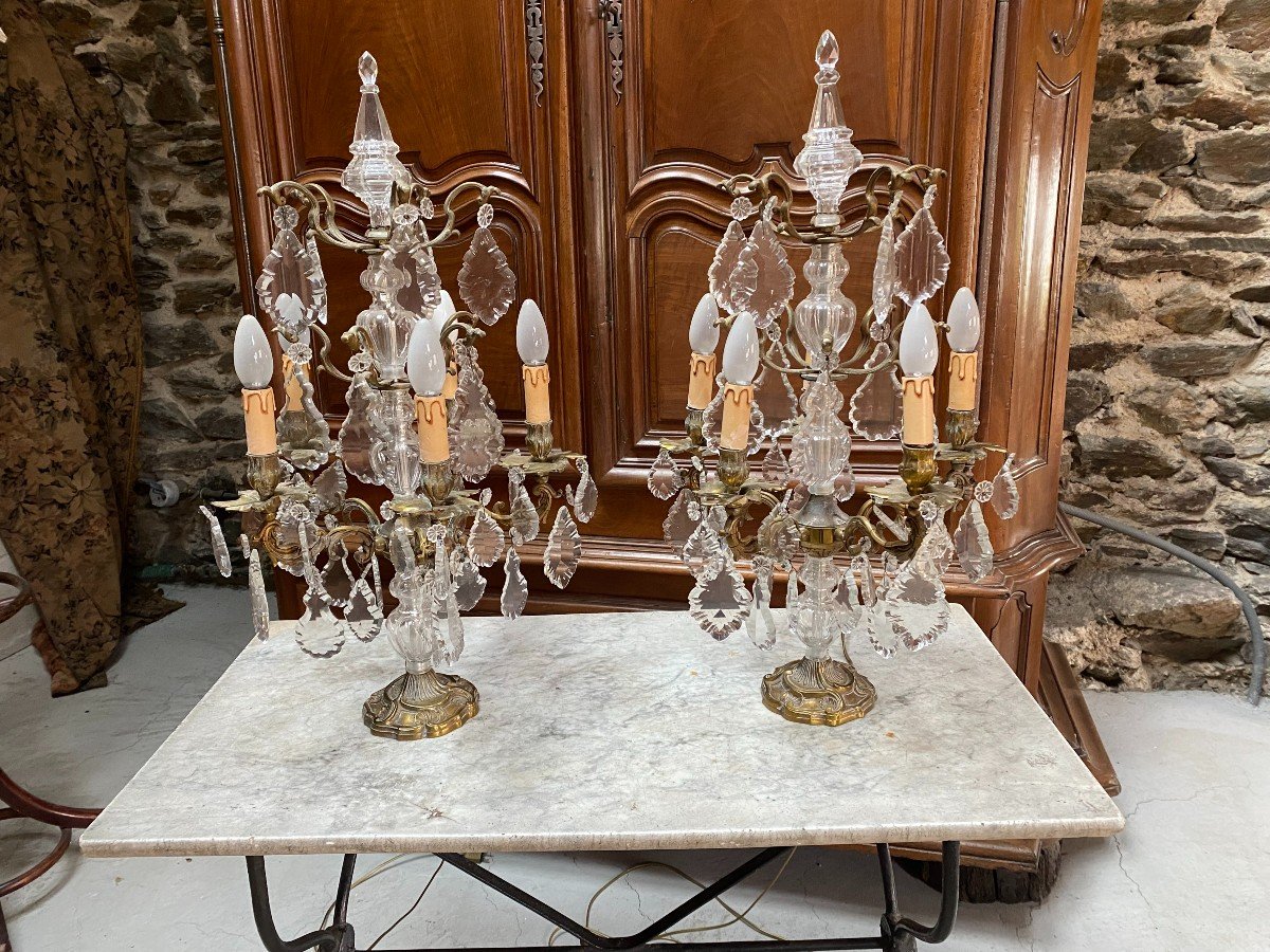 Paire de grandes girandoles de style Louis XV