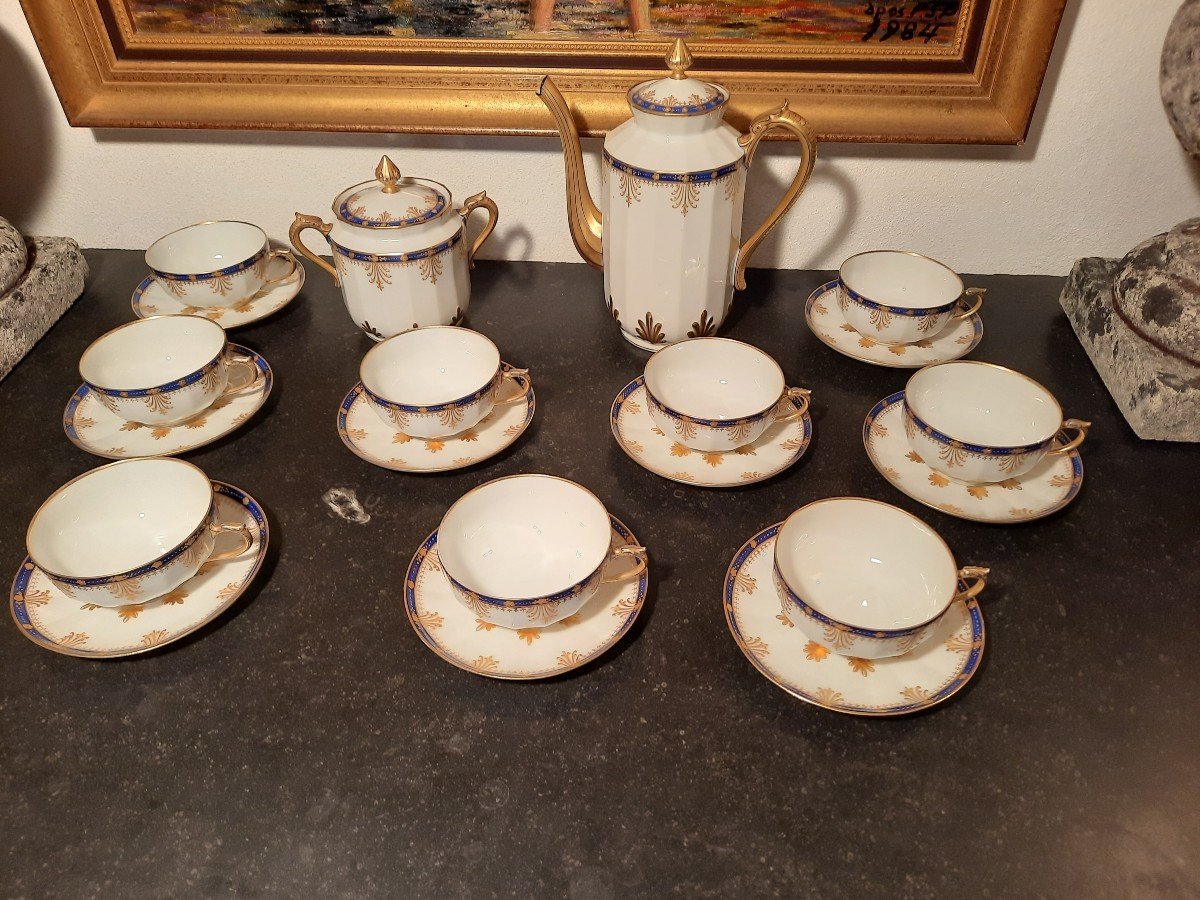 Proantic: Service à Café Porcelaine De Limoges Bac Périgault XIXèm