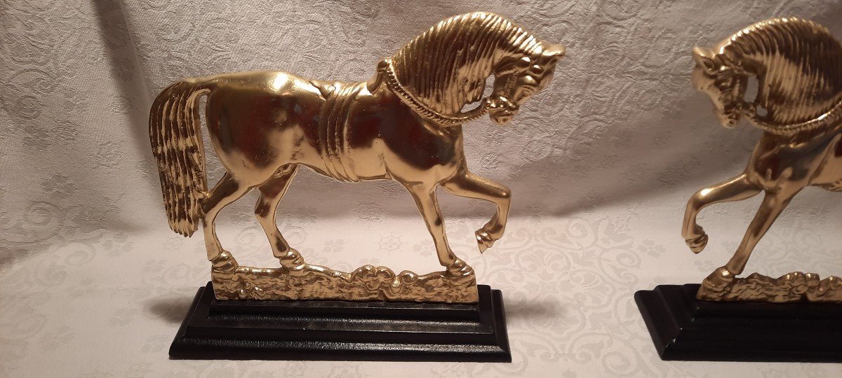 Chevaux En Bronze Doré -photo-3