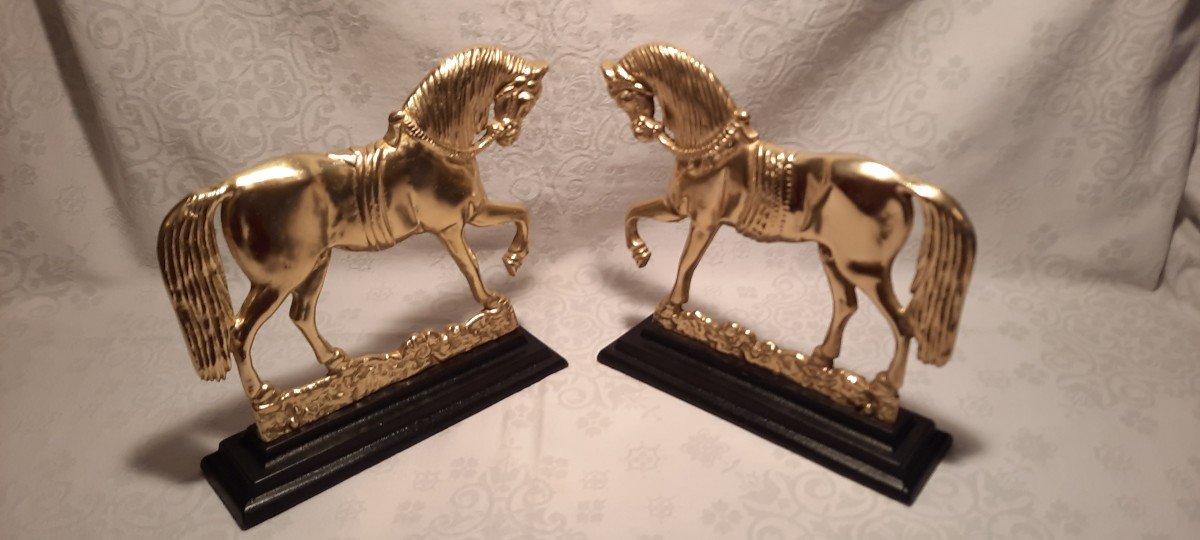 Chevaux En Bronze Doré -photo-4