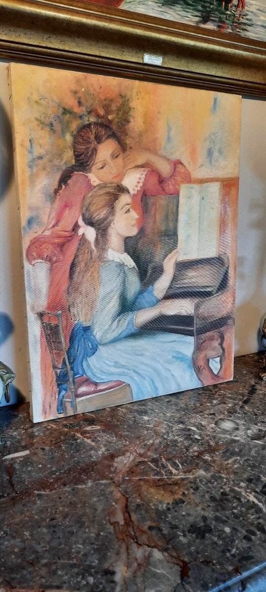 Oil On Canvas Reproduction Of Auguste Renoir "young Girls At The Piano"-photo-4