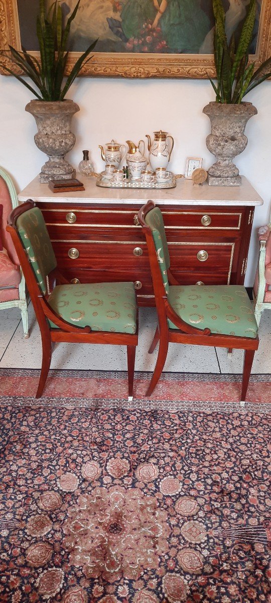 Paire De Chaises De Salon Acajou Style Empire-photo-2