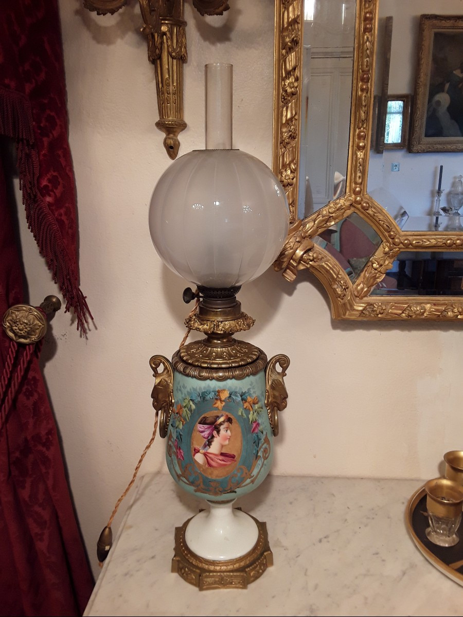 Lampe Porcelaine De Paris époque XIXème Siècle-photo-2