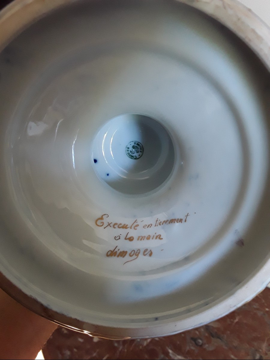 Limoges Porcelain Covered Vase By André Prévot-photo-6