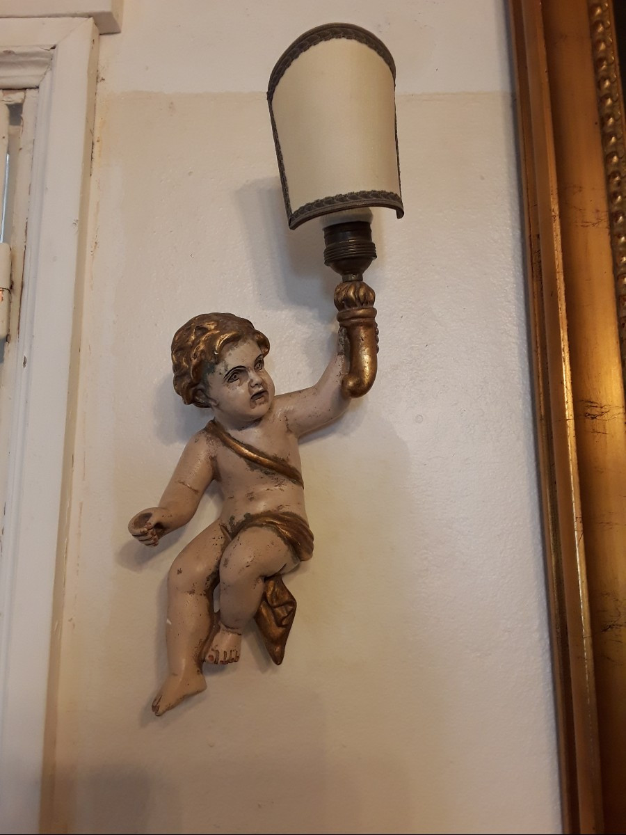 Pair Of Wall Lights With Cherubs -photo-2