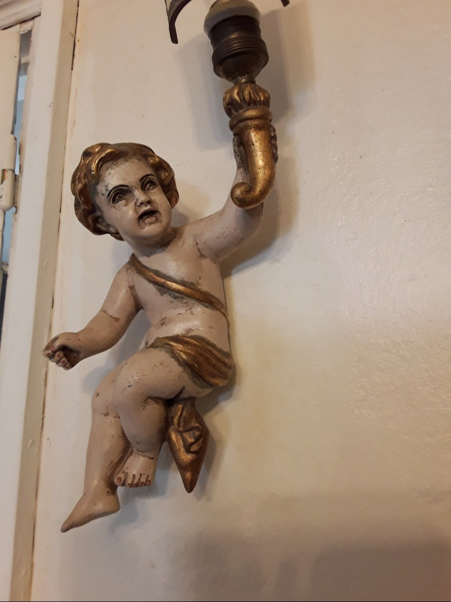 Pair Of Wall Lights With Cherubs -photo-3