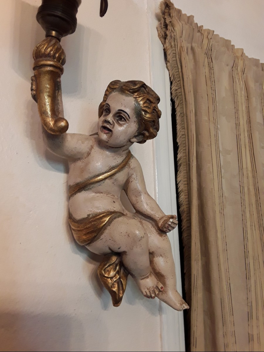 Pair Of Wall Lights With Cherubs -photo-2