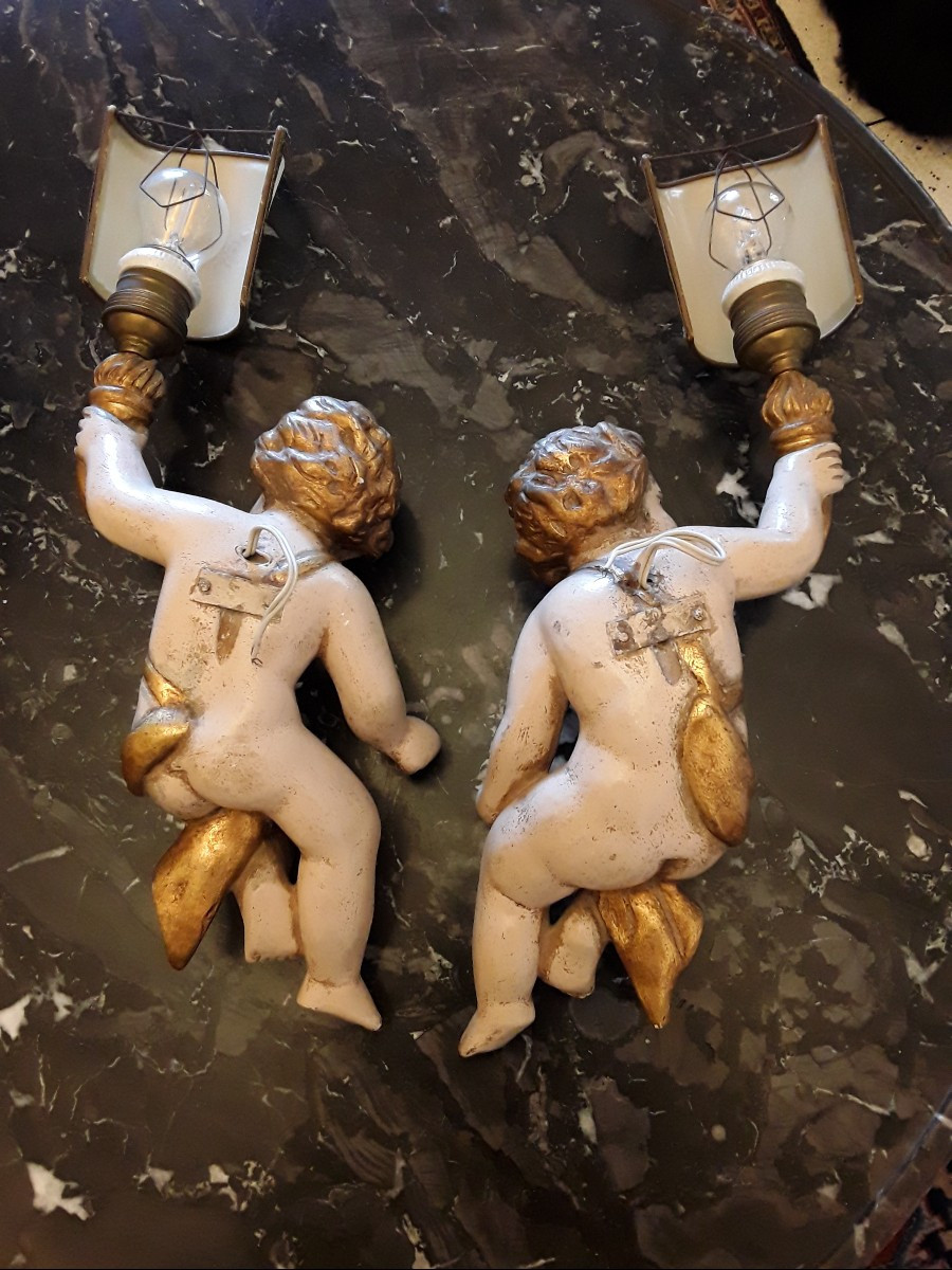 Pair Of Wall Lights With Cherubs -photo-5