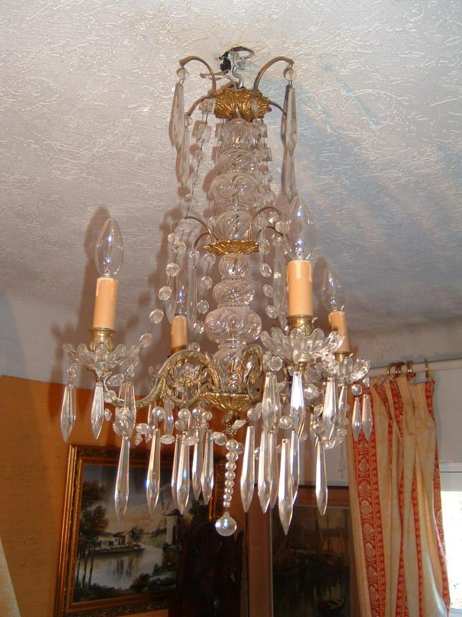 Chandelier Crystal And Gilt Bronze-photo-3