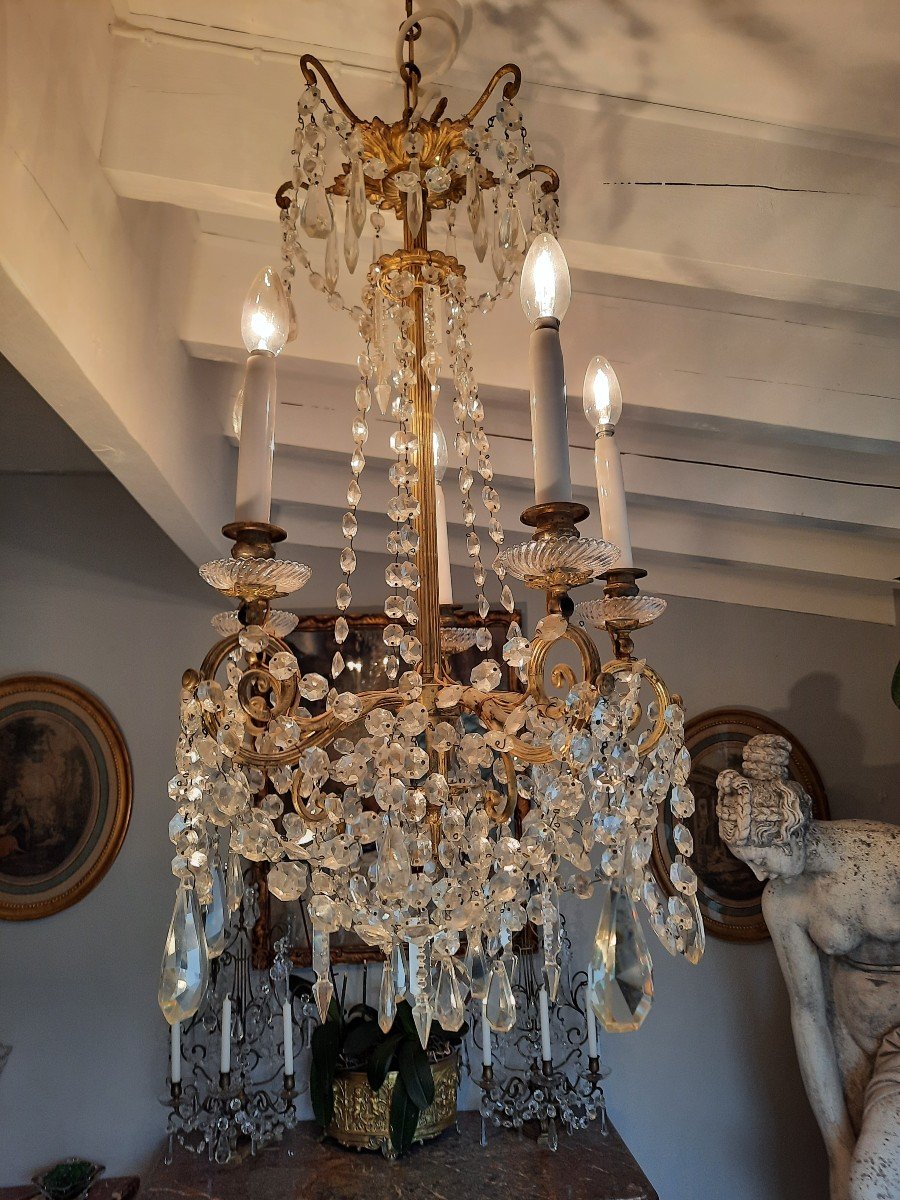 Portieux Crystal Chandelier XIXth Century-photo-2