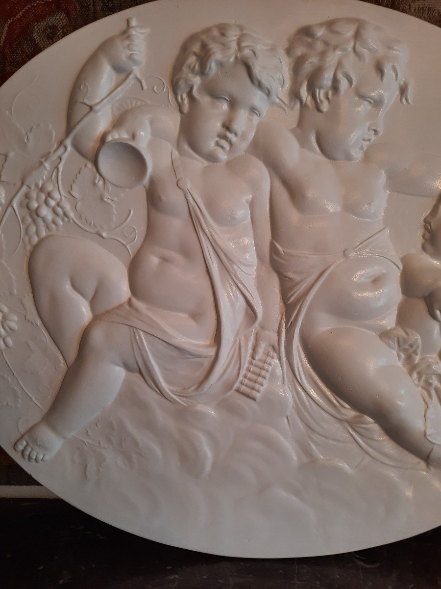 Paire De Bas Reliefs Bacchanales Aux Putti-photo-3