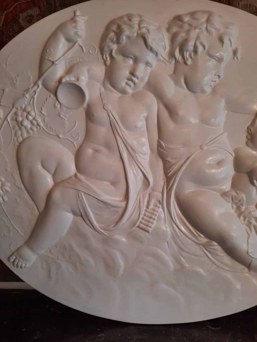 Paire De Bas Reliefs Bacchanales Aux Putti-photo-3